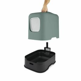 Rotho Mypet Biala Arenero para Gatos de Plástico Reciclado con Filtro Carbón Anti-Olores y Pala - Verde Mistletoe