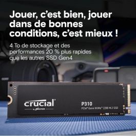 Crucial Disco Duro Interno SSD 4TB M.2 2280 NVMe PCIe 4.0 7100 MB/s Lectura 6000 MB/s Escritura