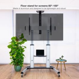 Tooq FS20300M-B Soporte de Suelo de Aluminio con Ruedas para Pantallas TV 60"-100" VESA 1000x600, Peso Máx. 100kg
