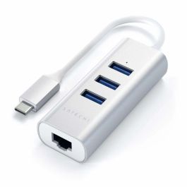 Satechi Hub USB-C 2 en 1 con 3 Puertos USB 3.0, Adaptador Ethernet Gigabit (10/100/1000 Mbps) de Aluminio para Mac y Portátiles