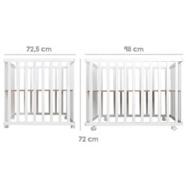 Parque Infantil 100x75 cm + Alfombra Estampado Búhos Adam y Eule + 4 Ruedas - ROBA - Madera blanca Parque Infantil 100x75 cm + Alfombra Estampado Búhos Adam y Eule + 4 Ruedas - ROBA - Madera blanca