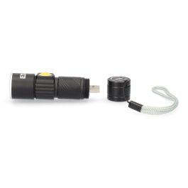 Edm Linterna mini recargable con zoom 3w 120lm 9000k luz fría, aluminio, IP44, carga USB