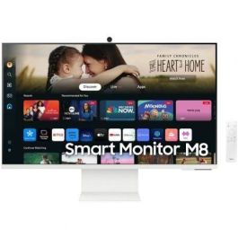 Samsung LS32DM801UUXEN Smart Monitor M8 32" 4K UHD Smart TV con Webcam, HDR10+, Gaming Hub y Soporte Ajustable, Blanco