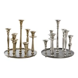 DKD Home Decor Candelabro Moderno de Aluminio para 7 velas, Dorado Plateado, 29x30x29 cm (Pack de 2 unidades) Precio: 121.88999977. SKU: S3038761