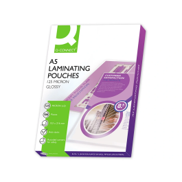 Q-connect Bolsa de plastificar 153 x 216 mm 125 mc DIN A5, Caja de 100 unidades