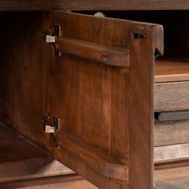 Mueble Tv Marrón Madera de Mango Salón 200 X 40 X 55 cm