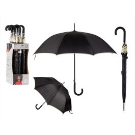 Paraguas 8 varillas negro con borde crema - Arte Regal - 12x5x86 cm (12 Unidades) Precio: 66.50000038. SKU: S3608896