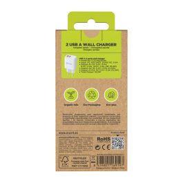 muvit for change cargador de pared 2 USB 3A/18W blanco