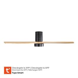 Edm Ventilador de techo Kara, 3 aspas de madera Ø132cm, luz LED 3000/4000/6000K, control por app, compatible con Alexa y Google Assistant, 30W Edm Ventilador de techo Kara, 3 aspas de madera Ø132cm, luz LED 3000/4000/6000K, control por app, compatible con Alexa y Google Assistant, 30W