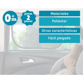KioKids Parasol para Luna de Coche Bebé Adhesivo Sin Ventosa Plegable con Bolsita. Protege del Sol, Luz y Calor. Negro +0 Meses