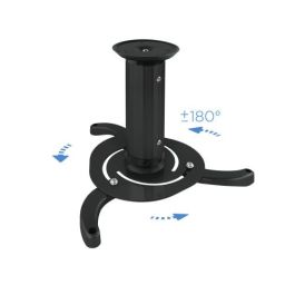 TooQ PJ1010TN-B Soporte de Techo para Proyector Inclinable ±15°, Giratorio ±180°, Carga 10kg, Negro, Distancia 130/200mm