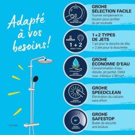 Columna de ducha con mezclador termostático - Ahorro de agua - GROHE Vitalio Start System 250 - Cromo - 26677001 Columna de ducha con mezclador termostático - Ahorro de agua - GROHE Vitalio Start System 250 - Cromo - 26677001