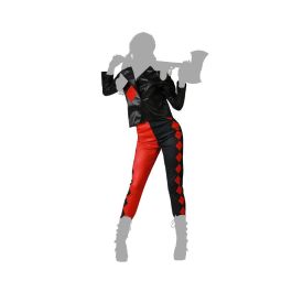 Disfraz Arlequín Conjunto para Mujer Adulta, Rojo y Negro con Chaqueta y Pantalones de Rombos - Talla XL, Ideal para Fiestas Disfraz Arlequín Conjunto para Mujer Adulta, Rojo y Negro con Chaqueta y Pantalones de Rombos - Talla XL, Ideal para Fiestas