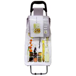 Entre Temps Carro de Compra PVC Altura 95 cm, Estructura de Acero con Ruedas de Goma, Colores Surtidos Rojo, Amarillo, Blanco y Negro