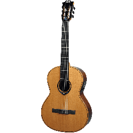 LAG Guitarra Classic Nylon Hyvibe CHV15E Zurdos – Smart, Autoamplificada con Multiefectos y Altavoz Bluetooth de Cedro Rojo Sólido