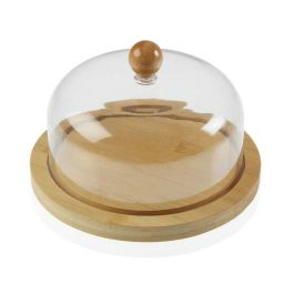 Quesera con Tapa Transparente Versa 10 cm - Bambú y Poliestireno (2 Unidades)