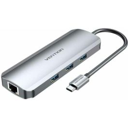 Docking USB Tipo-C Vention TOLHB/ 1xHDMI/ 3xUSB/ 1xUSB Tipo-C PD/ 1xRJ45/ 1xLector Tarjetas SD/ 1x MicroSD/ Jack 3.5/ Gris