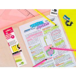 Liderpapel Lápices Fluorescente Jumbo Neón Amarillo Triangular Mina Resistente