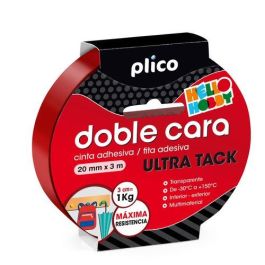 Plico Cinta Adhesiva Transparente Doble Cara Ultra Tack, Rollo 20mm x 3m, para Multimateriales Precio: 8.49999953. SKU: S8415633