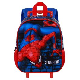 Marvel Spiderman Mochila 3D con Ruedas Pequeña Wall, Rojo, 7L, 10x25x30 cm