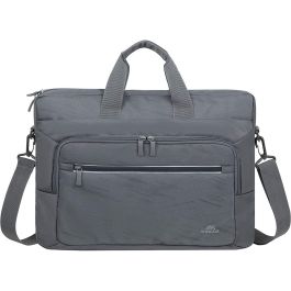 Rivacase Maletín 7531 Grey ECO Bag 16" Alpendorf, Poliéster RPET Ecológico, Compartimento Portátil Acolchado, Bolsillo Frontal con Cremallera
