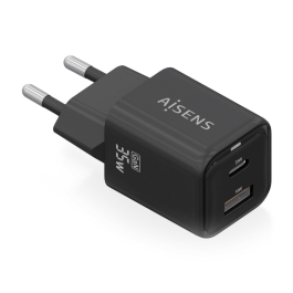 AISENS - CARGADOR GaN 35W, 1xUSB-C PD3.0 QC4.0, 1xUSB-A QC3.0, NEGRO Precio: 8.49999953. SKU: B1CVHDCPCR