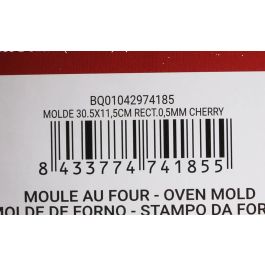 Quttin Molde Rectangular Cherry, 31 cm x 11 cm x 7 cm (30.5x11.5x0.5 cm) para Cocina y Repostería (12 Unidades)
