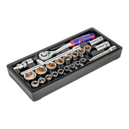 Workpro Juego de Carraca y Vasos 1/2" Métrico, 24 Piezas