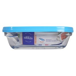 Duralex Fiambrera Rectangular Freshbox 0.4L Tapa Azul - 11 x 4.5 x 15.5 cm (8 Unidades)