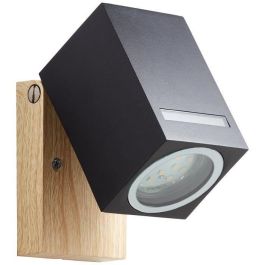 Brilliant GALENI Aplique de exterior negro/color natural, metal/vidrio, GU10 1x20W IP44 Brilliant GALENI Aplique de exterior negro/color natural, metal/vidrio, GU10 1x20W IP44