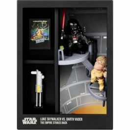 Fandrop Figura Luke vs Darth Vader - Vitrina con escena de culto + mini póster - 18 cm