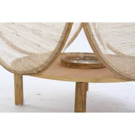 DKD Home Decor Portavela Oriental de Bambú y Cristal, Marrón - Colección Yejun, 42 cm Ancho x 55 cm Alto x 42 cm Fondo