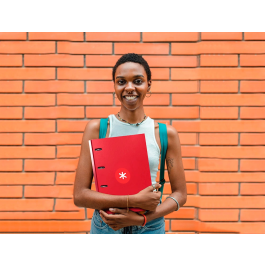 Antartik Carpeta con recambio A4 cuadro 5mm forrada 4 anillas 25mm redondas color frambuesa