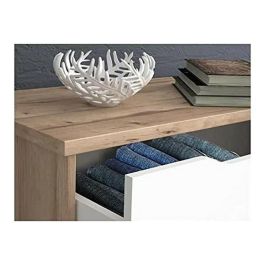 FINLANDEK VANKKA Cómoda Cajonera Escandinava, 3 Cajones, Roble y Blanco Mate, Patas Madera Maciza, 80x42x86 cm
