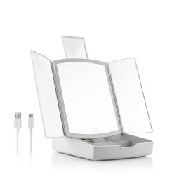 Espejo LED Plegable con Organizador de Maquillaje 3 en 1 Panomir InnovaGoods Espejo LED Plegable con Organizador de Maquillaje 3 en 1 Panomir InnovaGoods