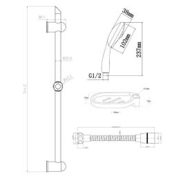 Rousseau COMBIBARRE 3 JETS Stop'o Barra de ducha y Ducha de mano 3 chorros, 60cm, Cromado, Flexible extensible 1.5-2m, Ahorro agua Rousseau COMBIBARRE 3 JETS Stop'o Barra de ducha y Ducha de mano 3 chorros, 60cm, Cromado, Flexible extensible 1.5-2m, Ahorro agua