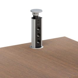 Complementos Organita Sacyr Torre Telescópica Multienchufe 3 Tomas Schuko + 2 USB, 3500W, Ø80mm, Aluminio Plata Mate IP20