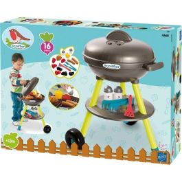 Ecoiffier 4668 Barbacoa de carbón de juguete gris con accesorios, alimentos y utensilios para niños +18 meses