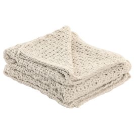 DKD Home Decor Manta de Sofá de Punto Urban 2c25 Beige 170x130 cm de Poliéster y Acrílico, Densidad 470 gsm, Pack de 2 Unidades
