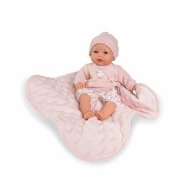 Antonio Juan Muñeca Bimba Llorona con Sonidos, Mantita Acolchada, 37 cm, Cuerpo de Tela, para +3 años, requiere 3 pilas LR44