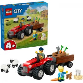 Lego City Juego de Construcción Tractor Rojo con Remolque y Oveja, para 4+ años