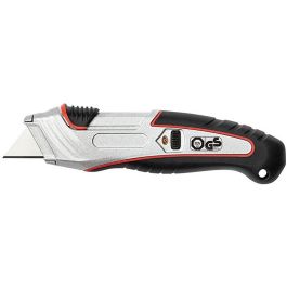 WEDO Cúter de Seguridad Profi, Cuchilla Retráctil, Negro/Rojo, con 5 Hojas de Recambio, 156mm