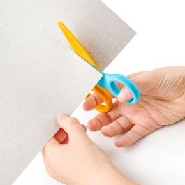 STAEDTLER Tijeras de Seguridad Noris Junior para Niño, Corte Recto, Azul/Amarillo, 100 mm
