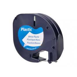 Q-connect Cinta para Rotuladora Letratag LT-124 12mm x 4mt Negro-Blanco Perla Consumible Oficina Hogar Escuela