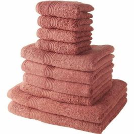 Today Juego de Toallas 100% Algodón 450 GSM Terracota - Set 10 Toallas: 4 Invitado 30x50, 4 Baño 50x100, 2 Baño 70x130 cm