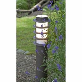 Brilliant Bolardo Pedestal Exterior Cilíndrico Metálico, Colección Oskar, 51cm Alto Marrón Brillante, Difusor Metacrilato Opalino, IP44