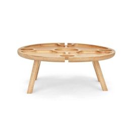 Livoo MES150 LIV1695358034109 Bandeja divisoria para aperitivos, madera de caucho, 4 ranuras para vasos, patas plegables