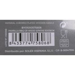 Algon Bbq Parrilla Bbq Cr-Wood S/Patas 50 cm x 66.5 cm (8 Unidades)