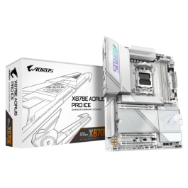 GIGABYTE Placa base X870E AORUS PRO ICE - Compatible con CPUs AMD Ryzen 9000, VRM digital de 16+2+2 fases, hasta 8000MHz DDR5 (OC), 4xM.2 + 4xPCIe 5.0, Wi-Fi 7, LAN 2.5GbE, USB 3.2 Gen 2x2