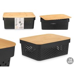 Caja Multiusos Kinvara CH52980 (26) Marrón Negro Bambú Polipropileno 35,7 x 14 x 26,2 cm (6 Unidades)